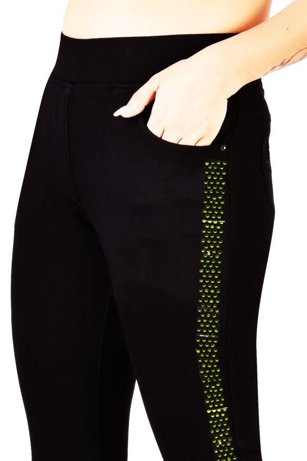 Jeggings Stretchable Slim fit Crystal Work Color Black - Image 3