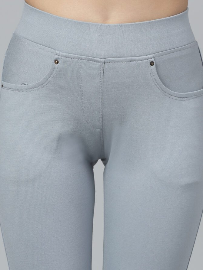 Skinny Jeggings Plain Stretchable Slim fit Lite Gray - Image 2