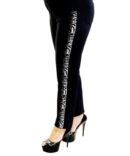 Jeggings Stretchable Slim fit Design Side Zebra Patti Crystal Work Black Size-26