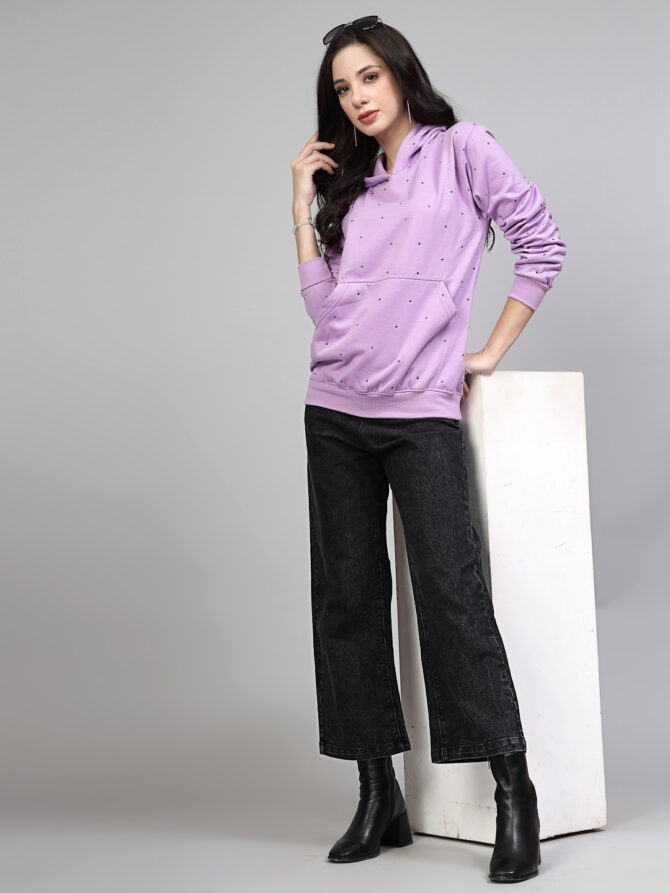 Hoodie Winter Wear Crystal Work Design Stone overall spread Color Lavender  Size (S-3XL) - Image 6
