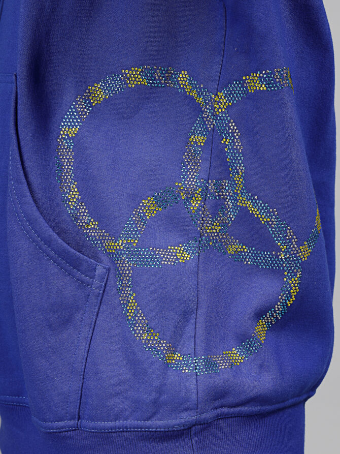 Hoodie Winter Wear Crystal Work Design Three Circles Color Royal Blue  Size (S-3XL) - Image 2