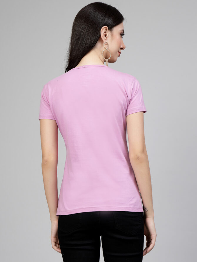 T-Shirt Half Sleeves Round Neck Design Twin Lines Color lavender Size (S-4XL) - Image 6