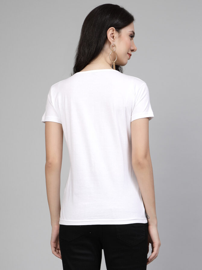 T-Shirt Half Sleeves Round Neck Design Rose flower Crystal Work Size (S-4XL) - Image 5