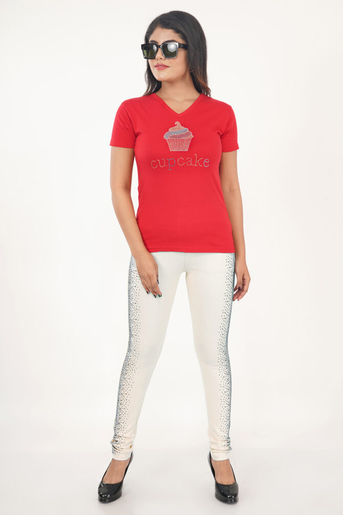Jeggings Stretchable Slim fit Design Chokri Crystal Work Color White - Image 6