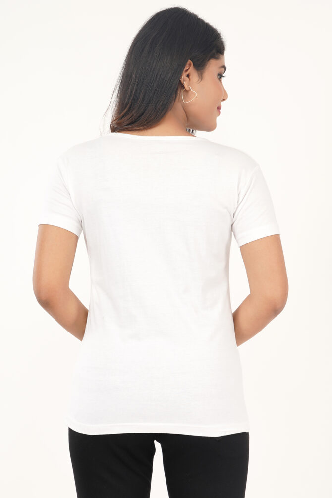 T-Shirt Half Sleeves V-Neck Design Multi lovehot Color White Size (S-4XL) - Image 7
