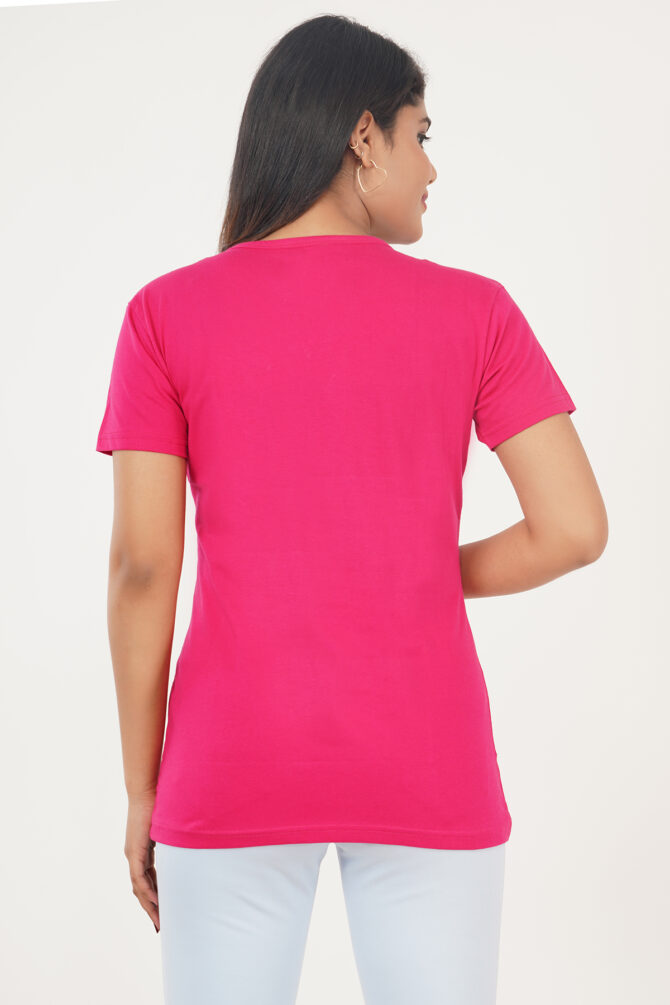 T-Shirt Half Sleeves V-Neck Design Side Butterflies Color Lite Pink Size (S-4XL) - Image 6