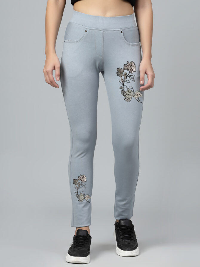 Womens Jeggings Slim fit Stretchable Crystal Work