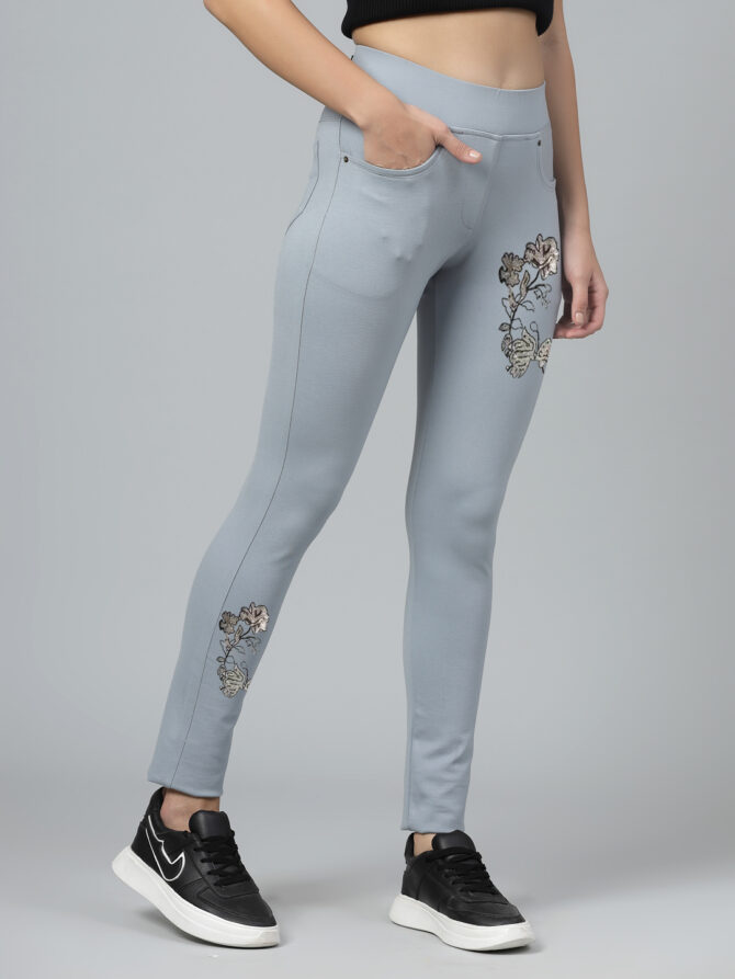 Womens Jeggings Slim fit Stretchable Crystal Work - Image 3