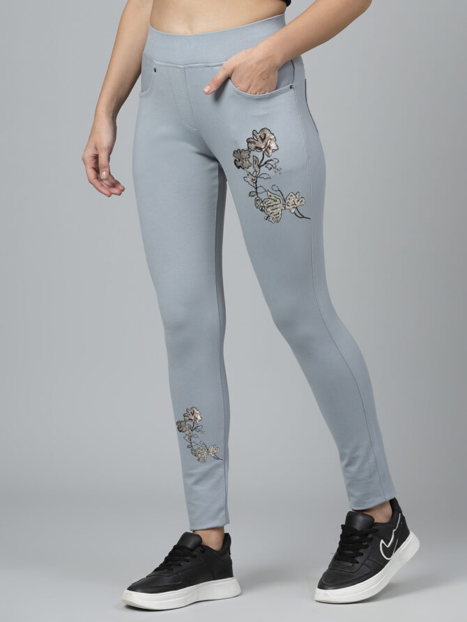 Womens Jeggings Slim fit Stretchable Crystal Work - Image 4