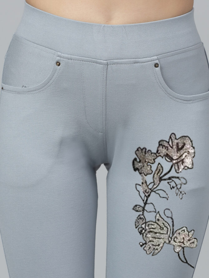 Womens Jeggings Slim fit Stretchable Crystal Work - Image 2