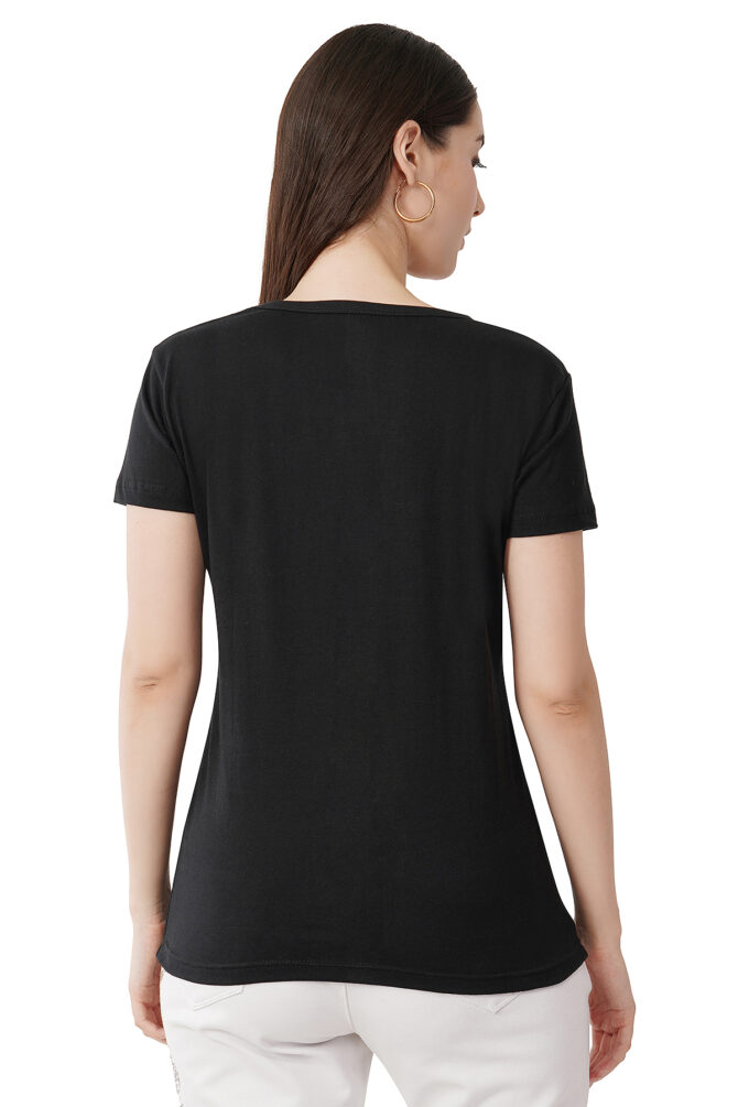 T-Shirt Round Neck Cotton, Half Sleeves Panther Pro Crystal Work T-Shirt Black - Image 5