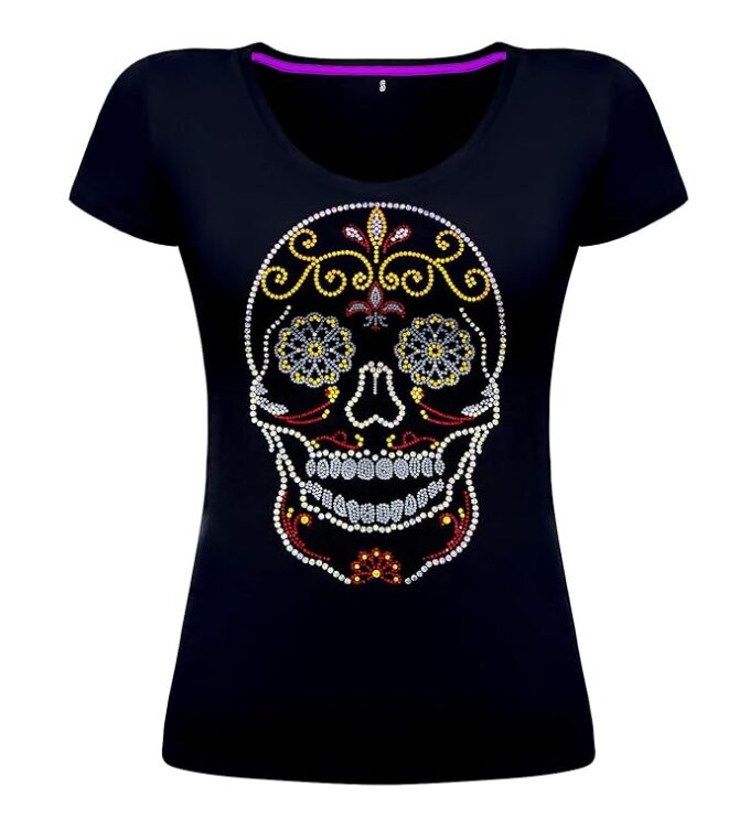 Fashion Women's t-Shirt with Hot-Fix Sequins, Slim Fit, Cute Sparkly Applique Size- (M-4XL) - Image 4