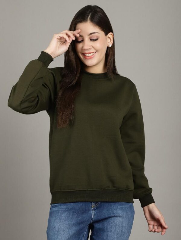 Plain Olive Sweatshirt Women's