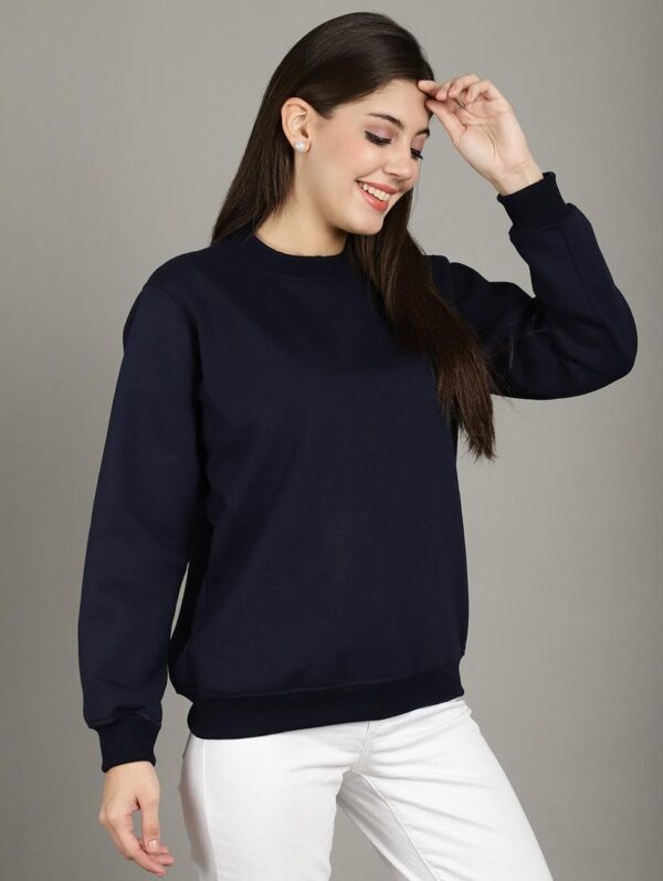Plain Navy Blue Sweatshirt Women's - Image 2