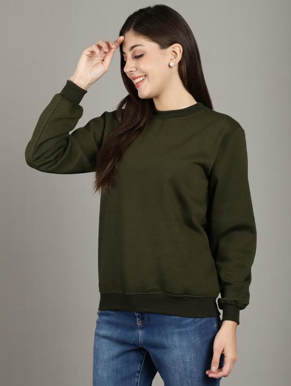 Plain Olive Sweatshirt Women's - Image 2