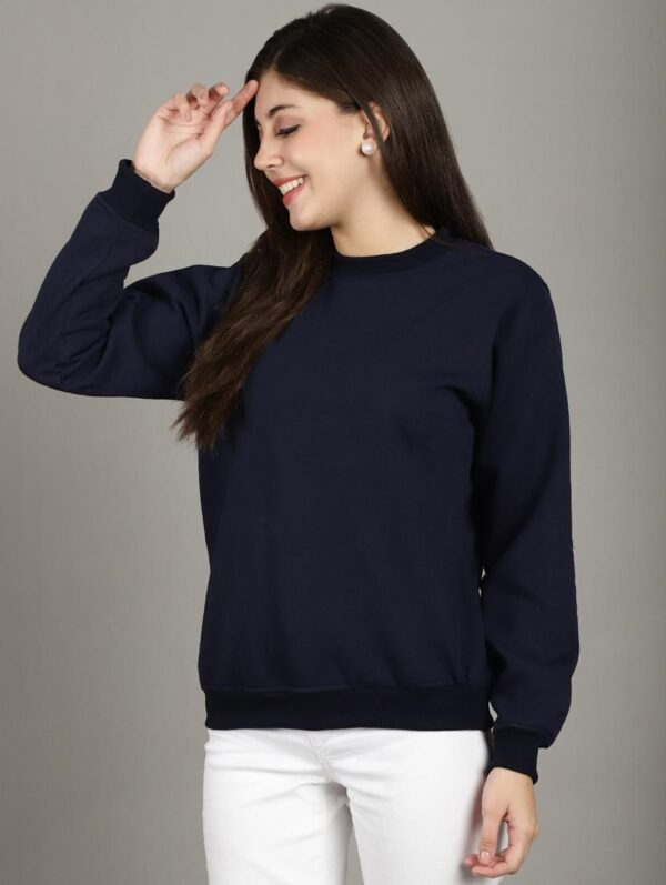 Plain Navy Blue Sweatshirt Women's - Image 3