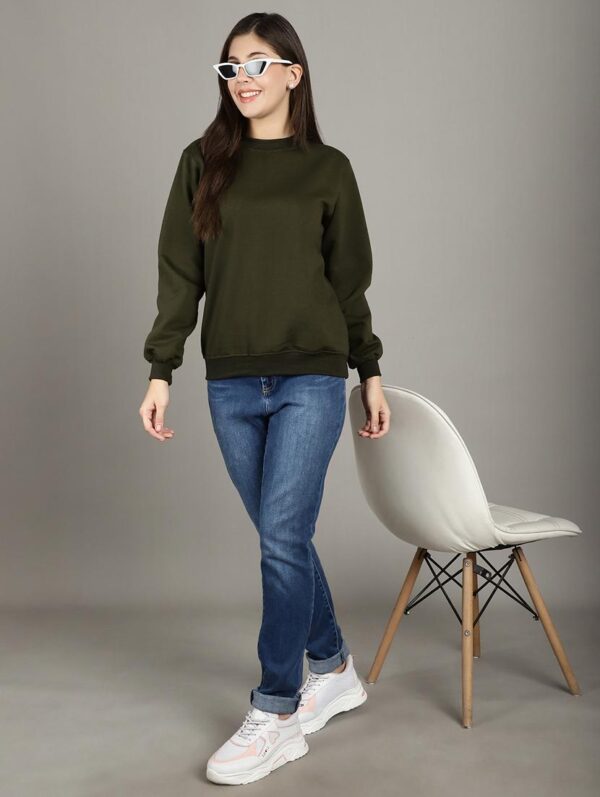 Plain Olive Sweatshirt Women's - Image 5