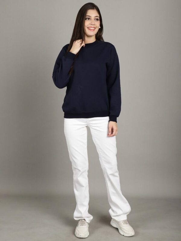 Plain Navy Blue Sweatshirt Women's - Image 6