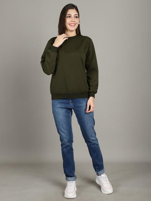 Plain Olive Sweatshirt Women's - Image 6