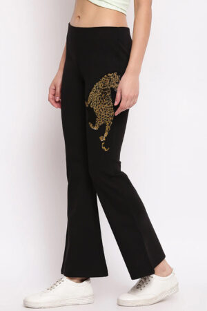 Black Bootcut Trousers for Women | Stylish Flared Pants Online