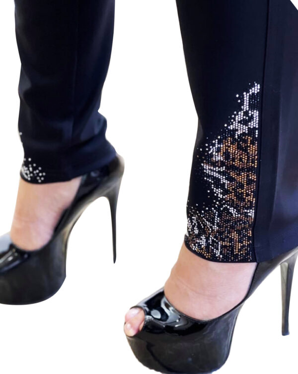 Jeggings Slim fit Design Wild Cat Crystal Work Black - Image 6