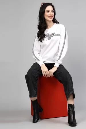 White Rhinestone Sweatshirt