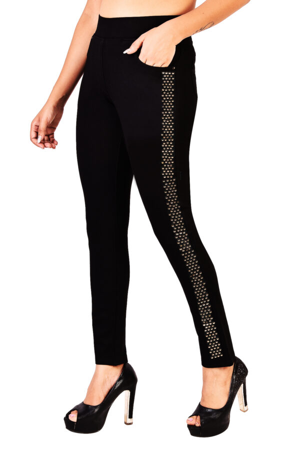Jeggings Stretchable Slim fit Crystal Work Color Black