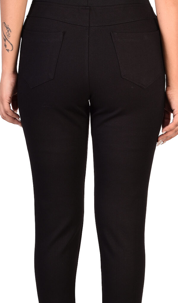 Jeggings Slim fit Design Wild Cat Crystal Work Black - Image 2